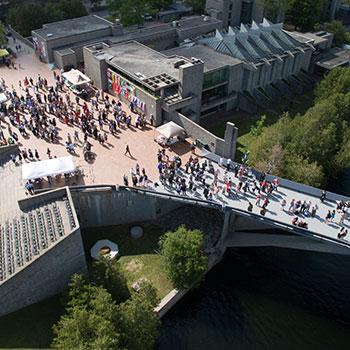 Aerial view of bridge on convocation 