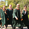 Convocating students walking to the Bata library in their gowns: June 4, 2015 - Morning