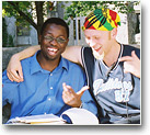 Two students relaxing
