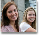 Three students relaxing.