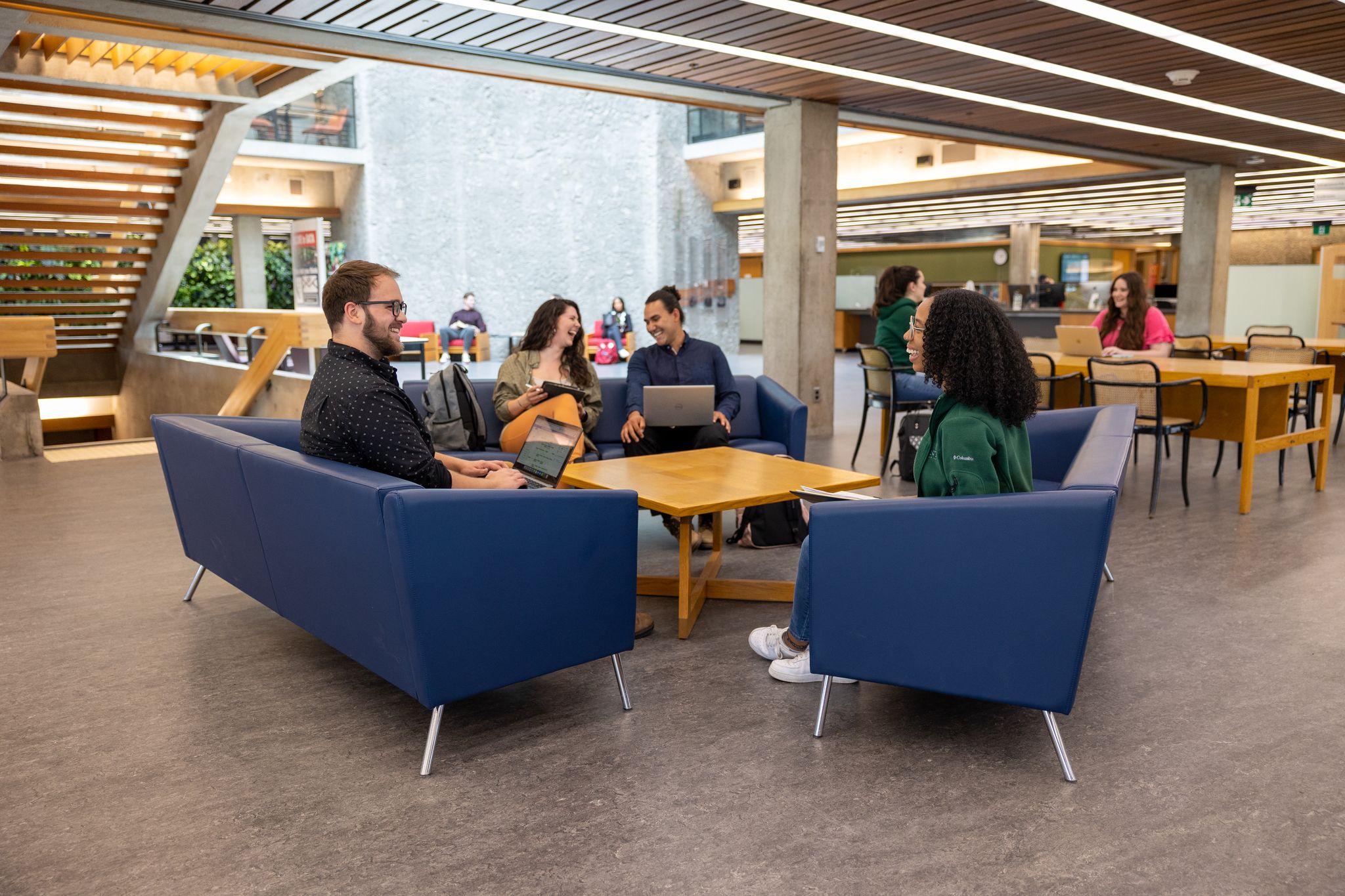 Students studying together in Bata Library