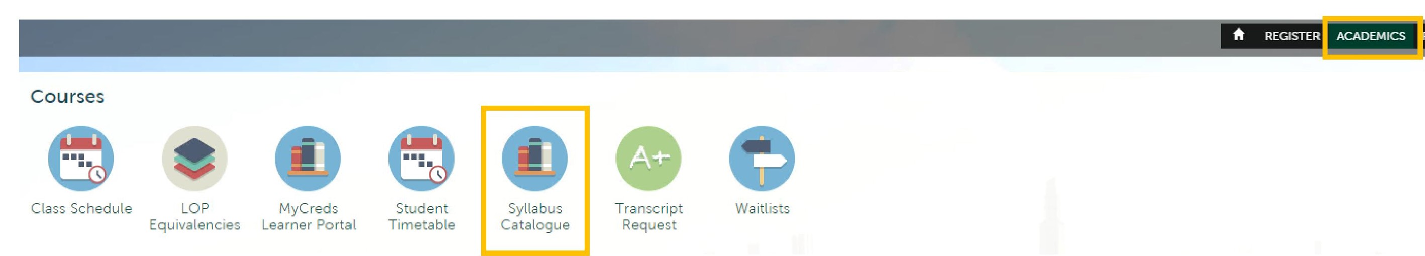 A screenshot of the Syllabus Catalogue icon on the myTrent portal