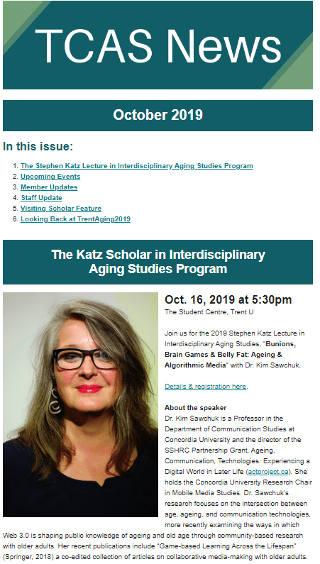 TCAS News - Interdisciplinary Aging Studies Program 