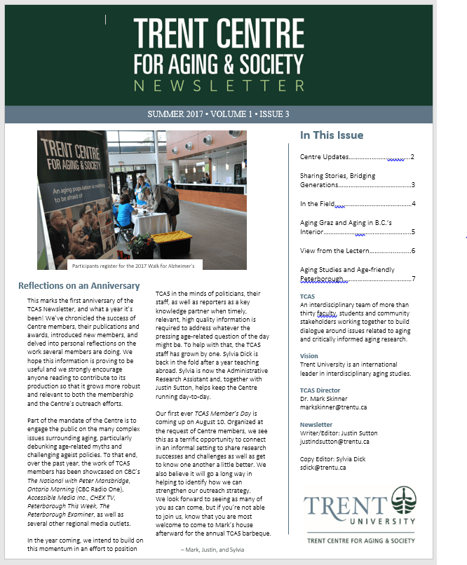 Trent Centre for Aging & Society - Reflection on an Anniversary