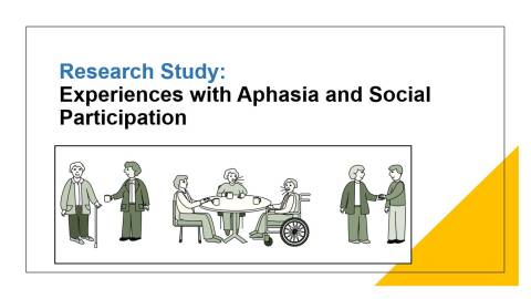 An introductory slide that says "Research study: Experiences with aphasia and social participation"