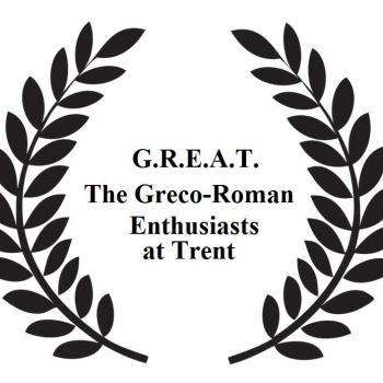 alt text:Greco-Roman Enthusiasts at Trent encircled by laurel leaves