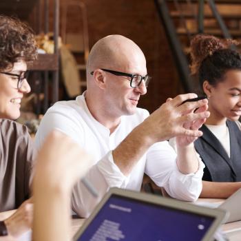 Group discussion around table