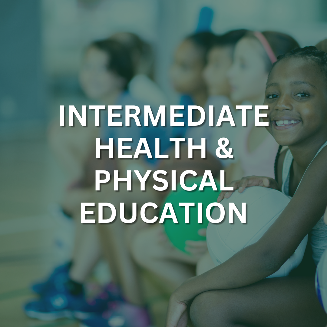 A group of children in athletic clothes sitting down and a smiling girl is holding a ball
