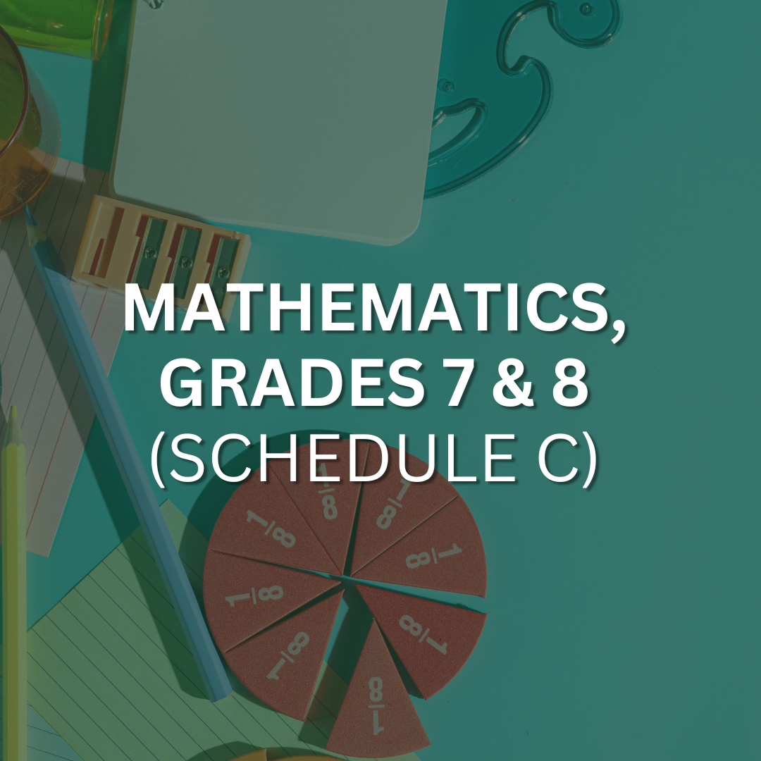 Math manipulatives like dice, pie chart, and papers are scattered