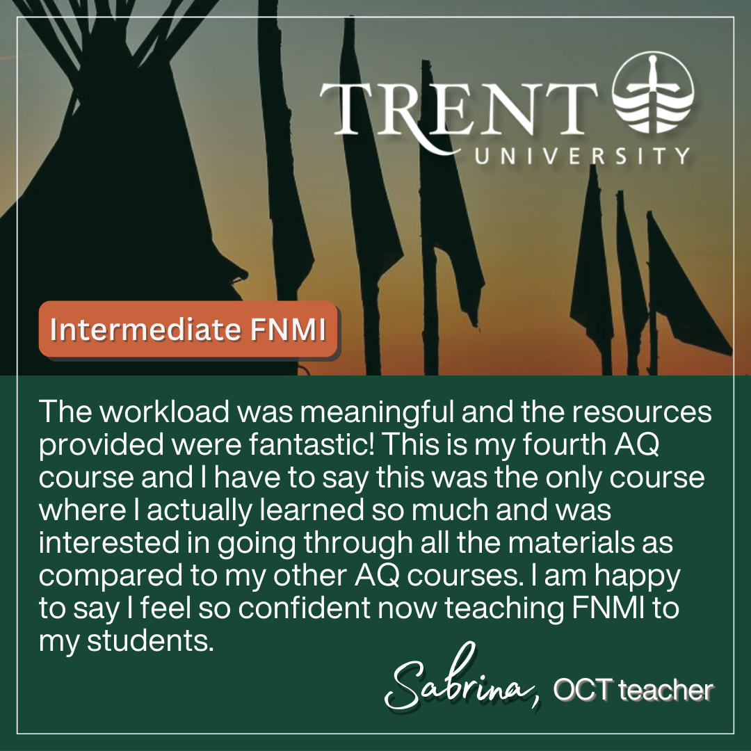 "Testimonial for Trent University's Intermediate FNMI ABQ course"