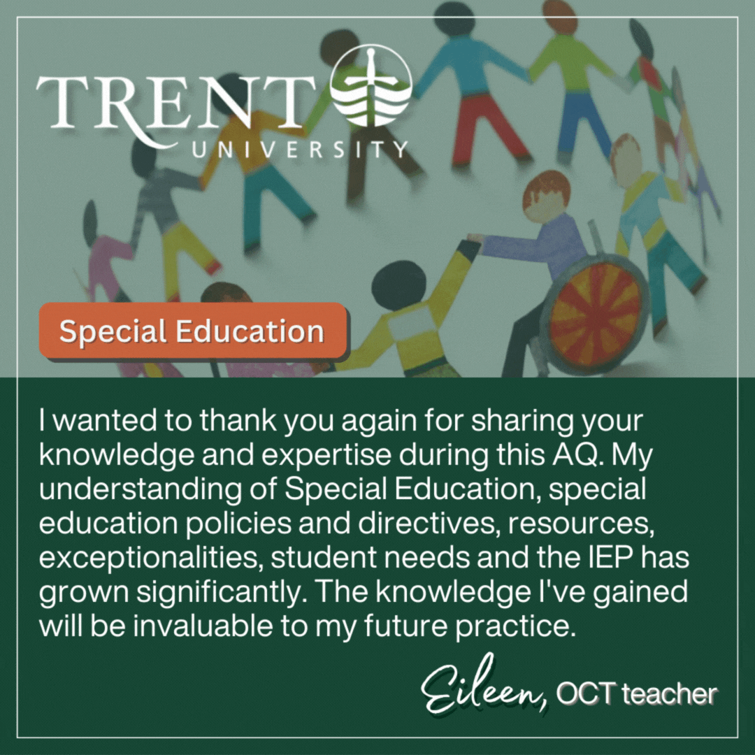 "Testimonial for Trent University's Special Education AQ course"