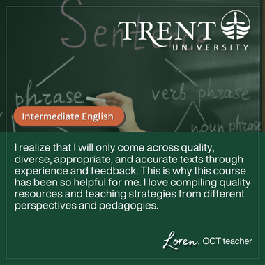 Testimonial for Trent University's Intermediate Division English ABQ course