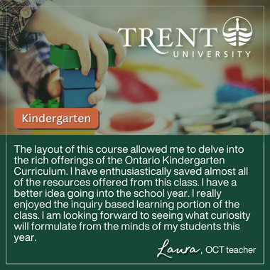 Testimonial for Trent University's Kindergarten AQ courses
