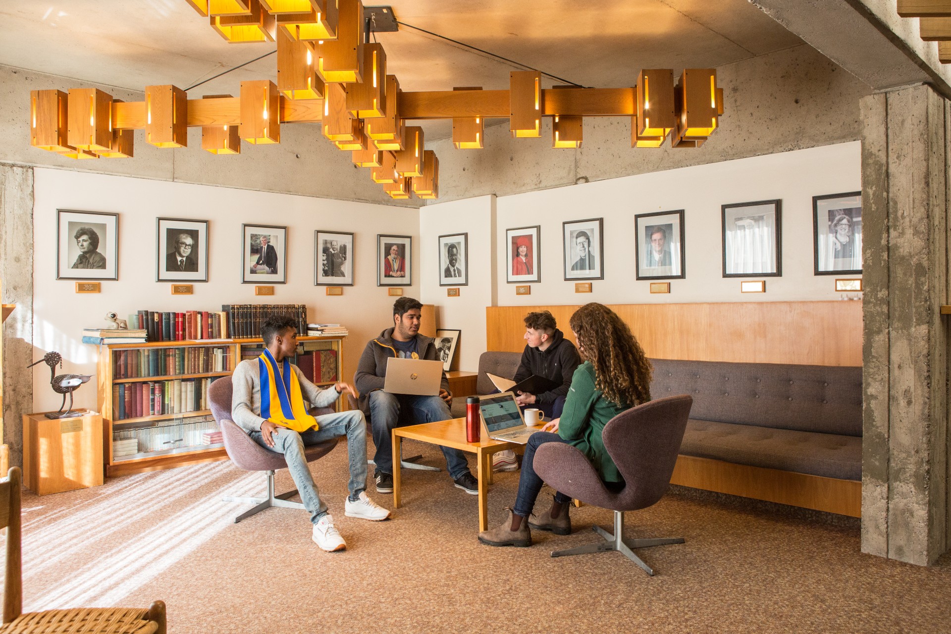 Students have a conversation at Lady Eaton College