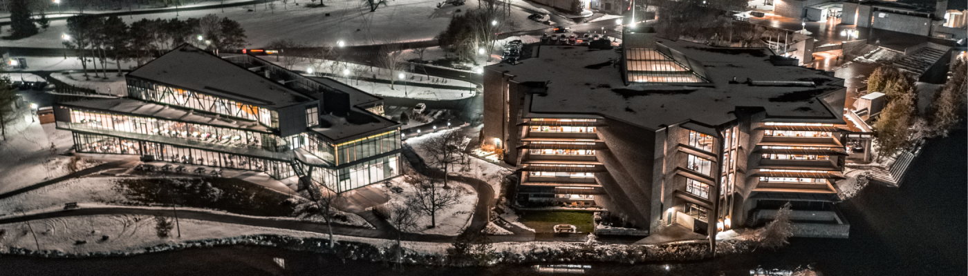 night shot student center and bata library