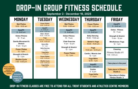Group Fitness Schedule Sept 2 - Dec 19 2025