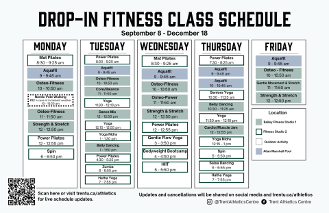 Sept 8 - Dec 18 Group Fitness Schedule