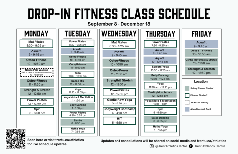 Sept 8 - Dec 18 Group Fitness Schedule