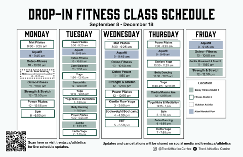 Sept 8 - Dec 18 Group Fitness Schedule
