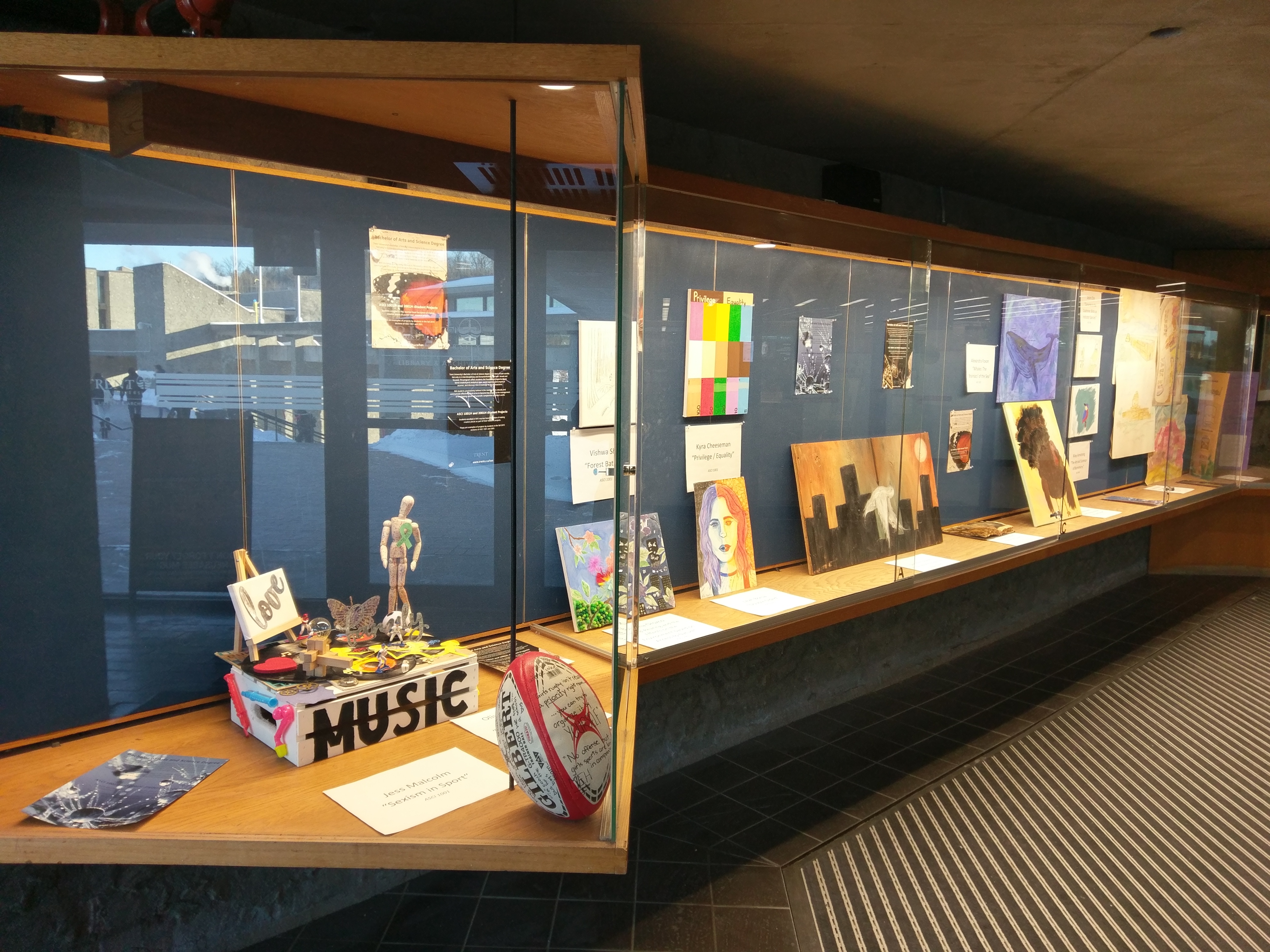 photo of student project work in display case
