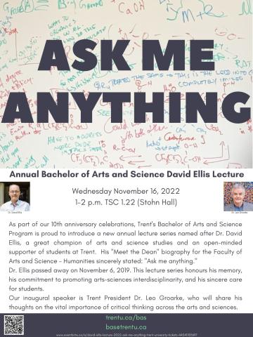 poster for "Ask Me Anything" David Ellis Lecture 2022-23
