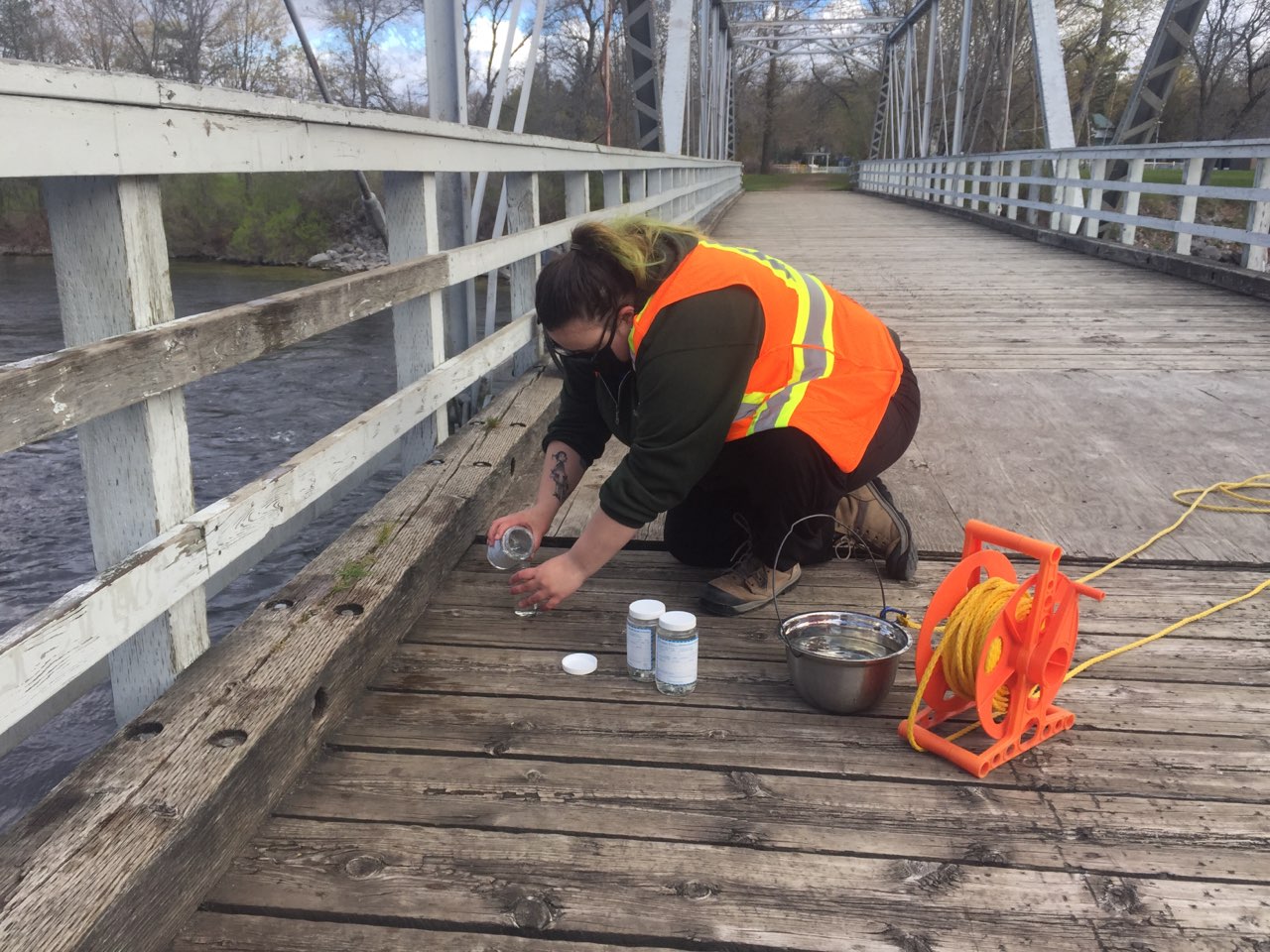 Student collecting water samples