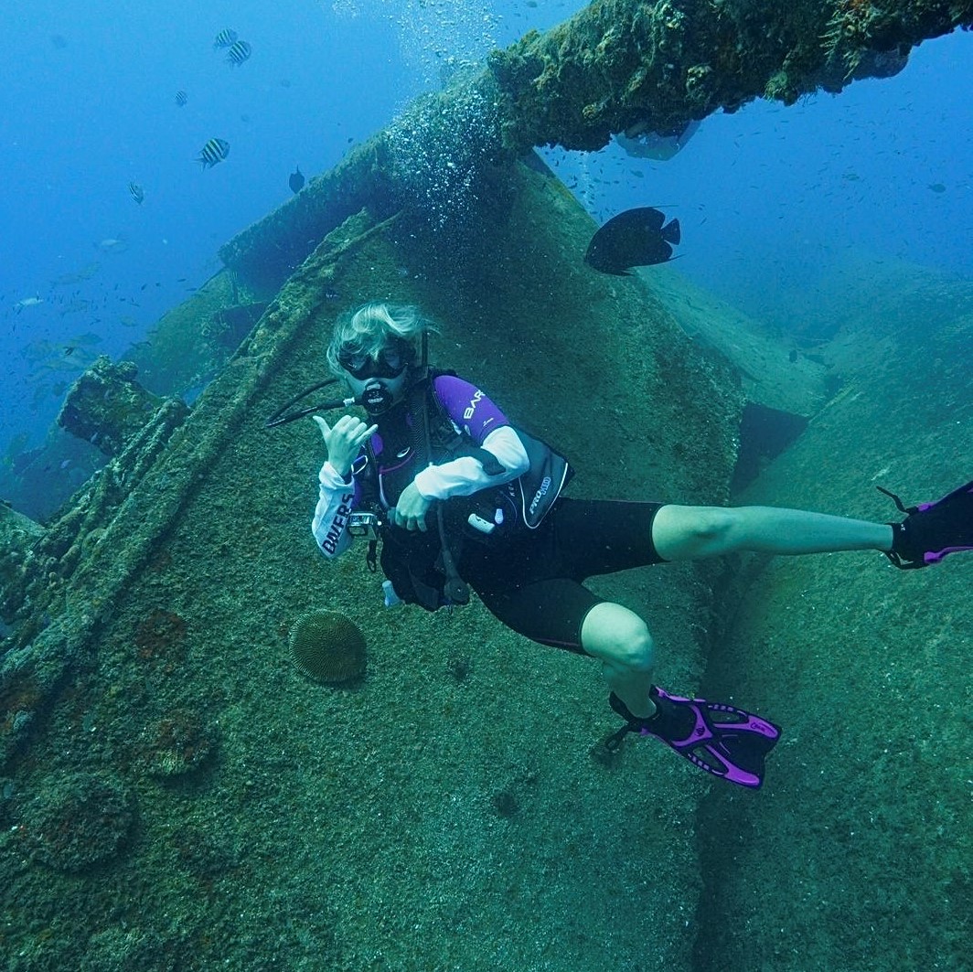 student scuba diving