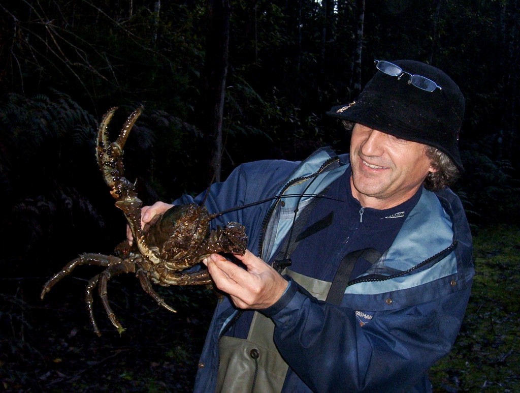 DR Premek Hamr holding a large crayfish