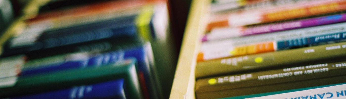Rows of books on an angle