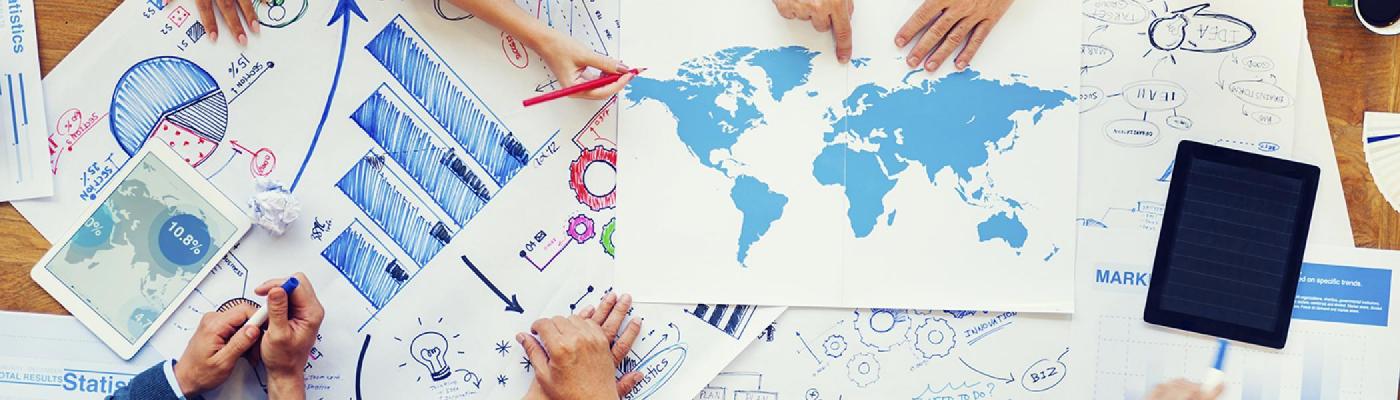 A desk covered in business documents