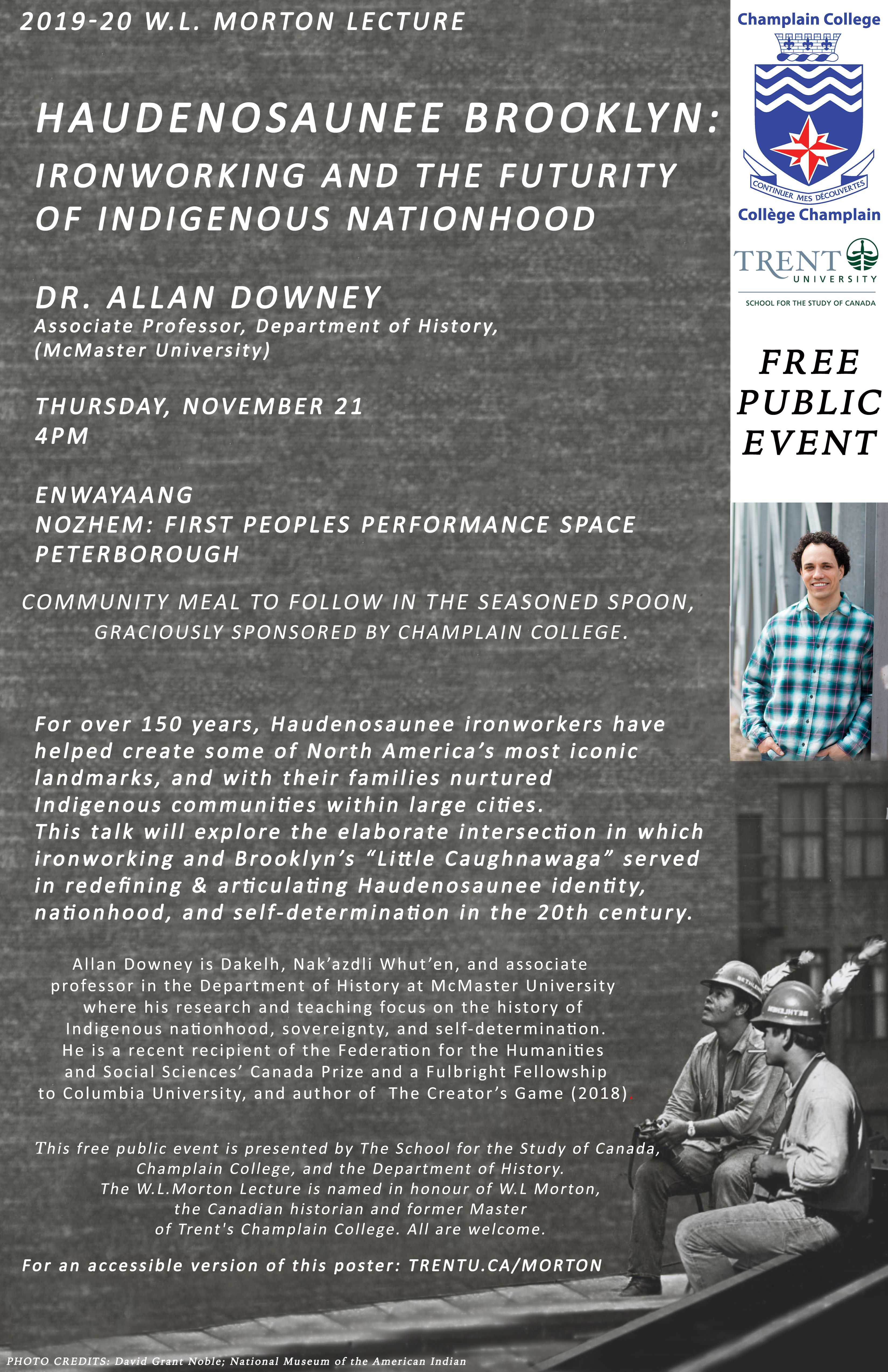 2019 Morton Lecture Haudenosaunee Brooklyn Dr. Allan Downey, Thursday Nov 21 2019