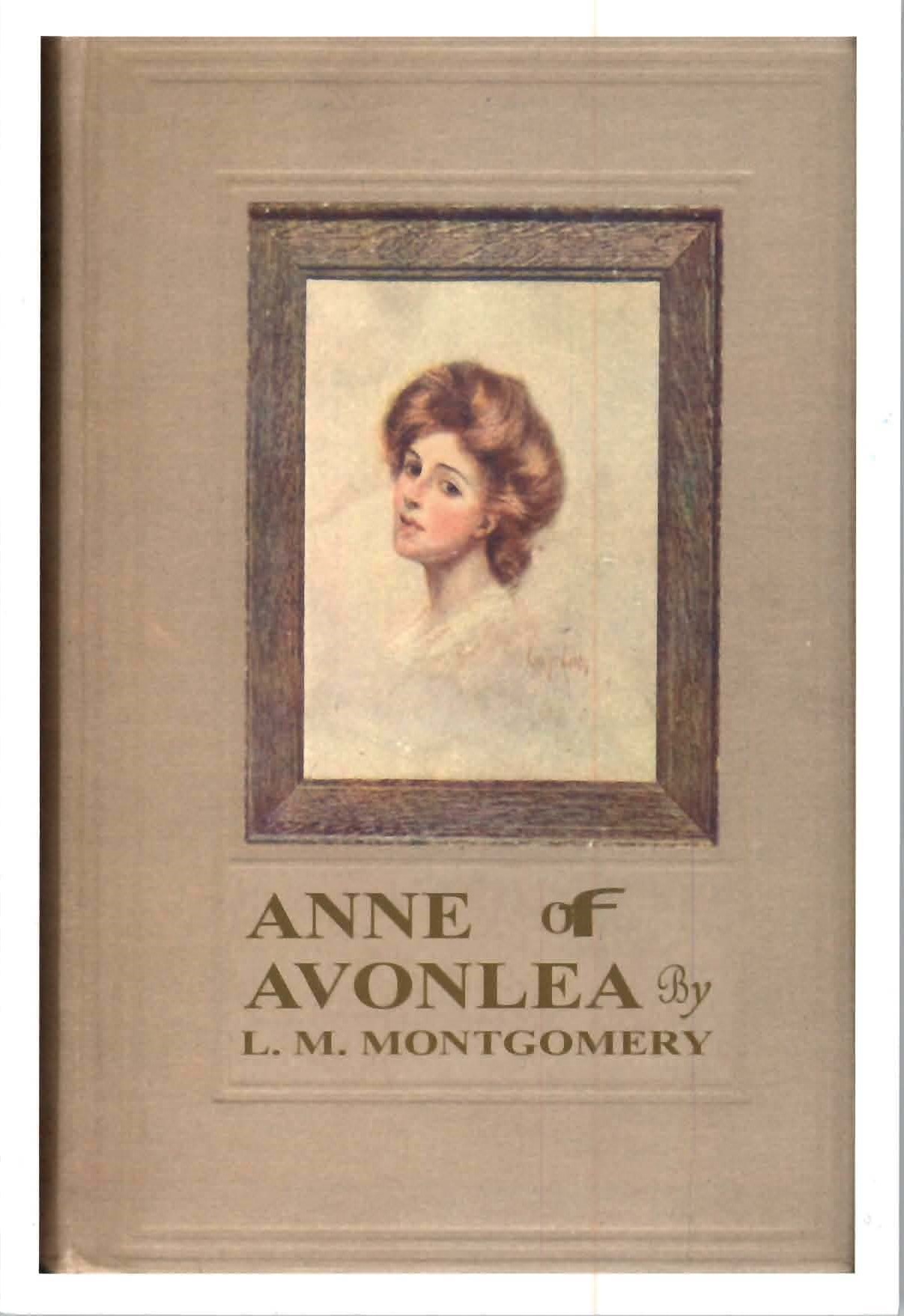 Postcard sowing original book cover of Anne of Avonlea by L. M. Montgomery