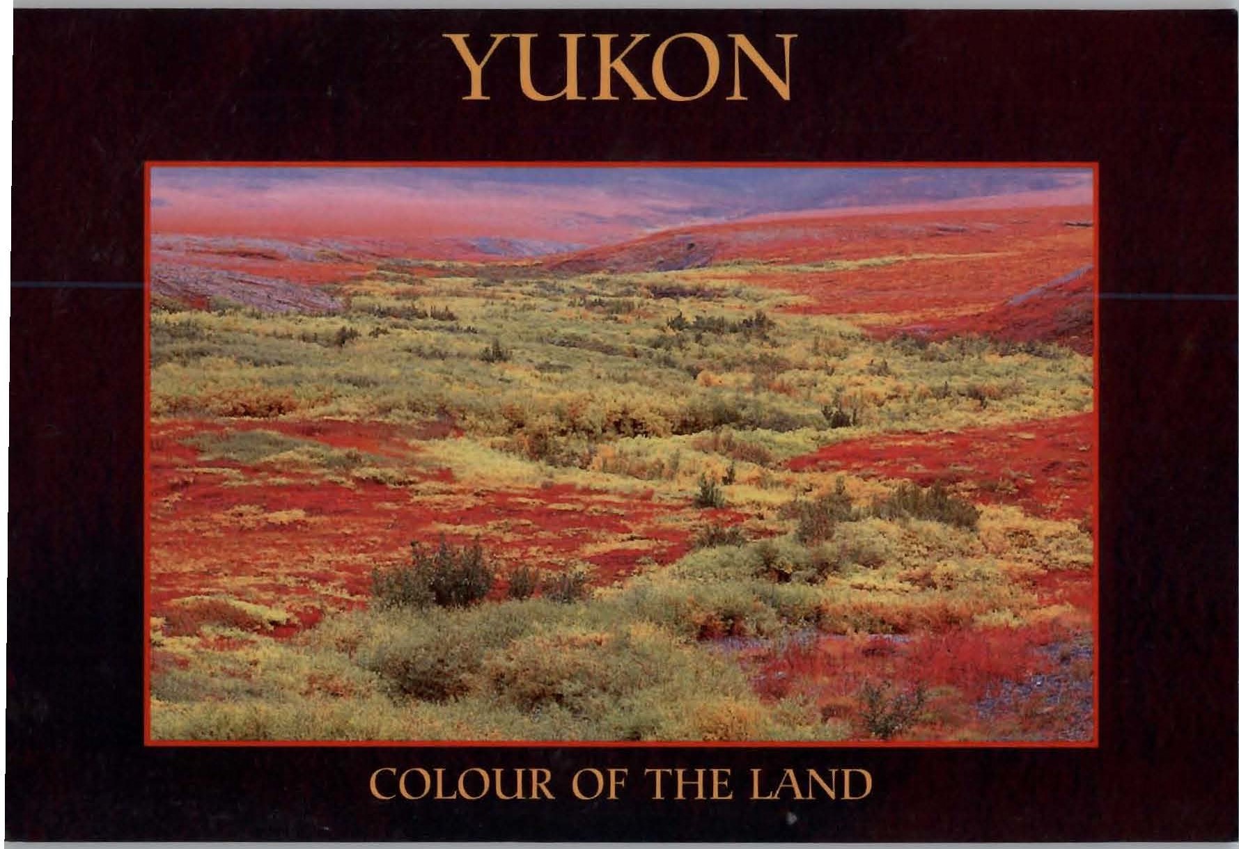 Postcard of Yukon Showing brightly coloured tundra landscape
