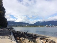 Vancouver shoreline with mountains in distance