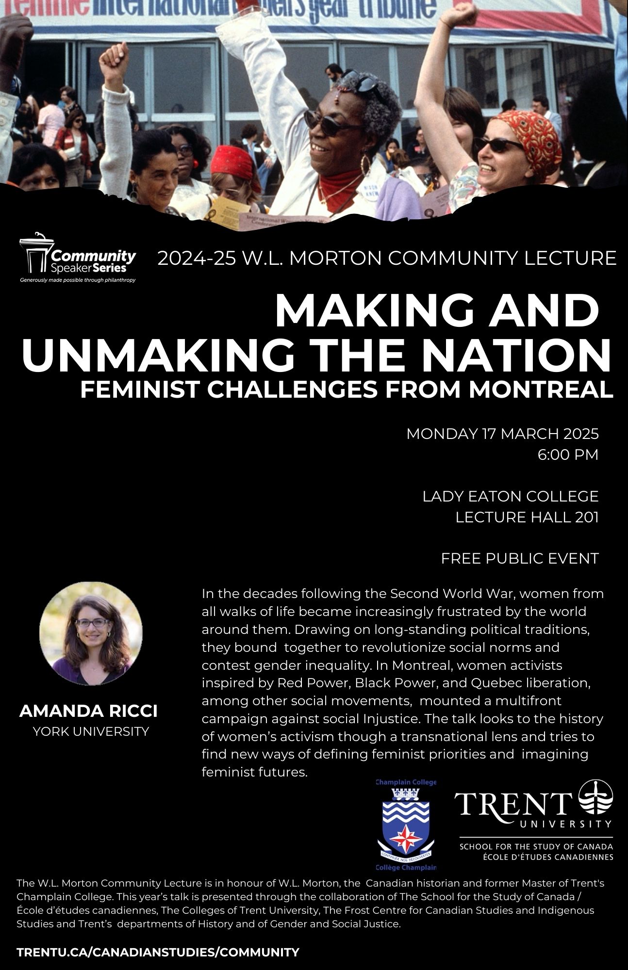 poster for 2025 morton lecture, mostly black with text that is outlined on this web page