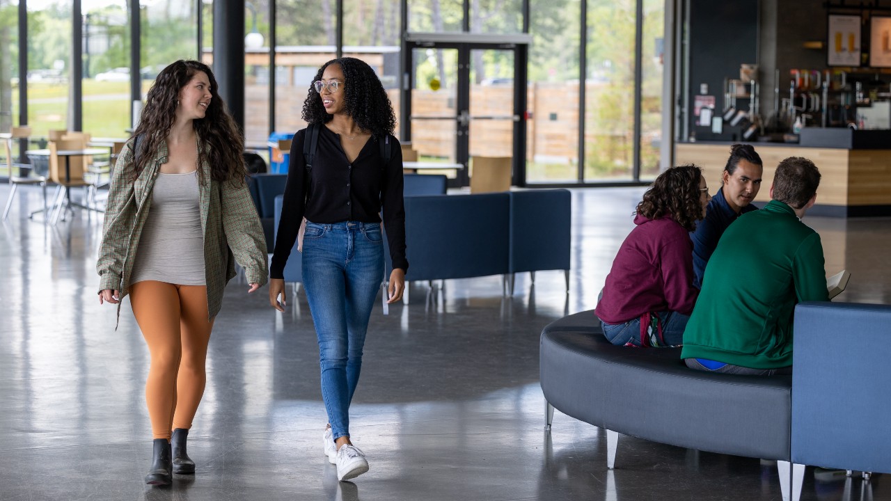 Students walking in the Student Centre