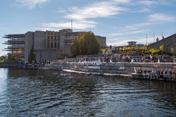 The restored west bank of the Otonabee River
