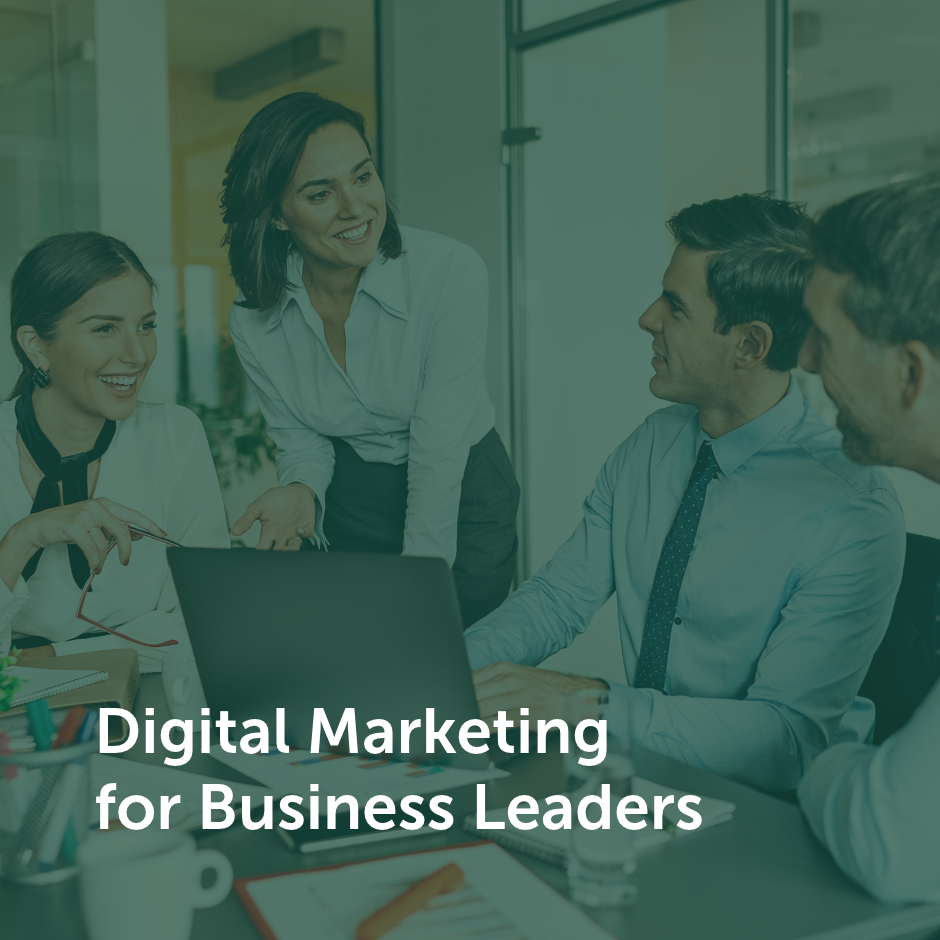 Business professionals reviewing digital marketing performance and strategy.