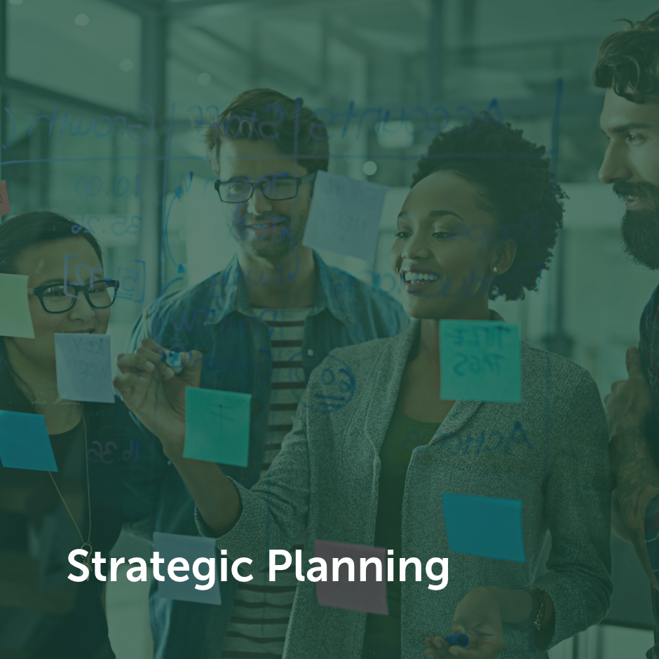 Business leaders developing organizational goals and long-term strategy.