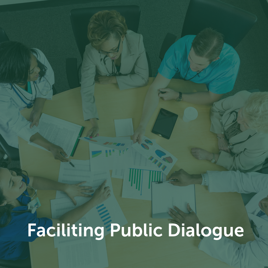 Community members participating in a collaborative public discussion.