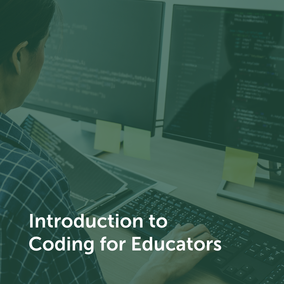 Educator learning foundational computer programming concepts.