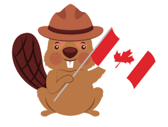 Beaver with Canadian flag