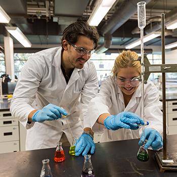 Students doing experiment
