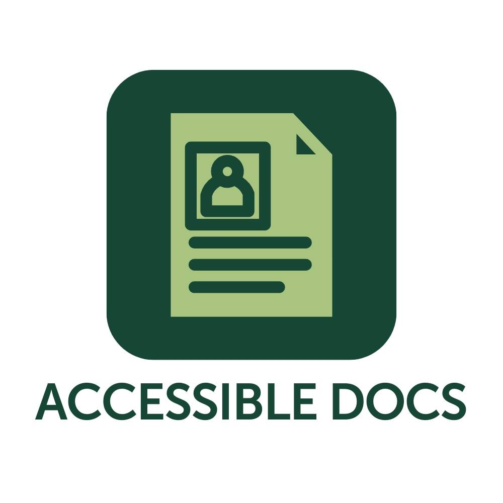 Graphic featuring a document icon and the words Accessible Docs.
