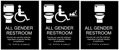 n of signageAll Gender Restroom Signage. Please see HTML description of signage text below this image on webpage