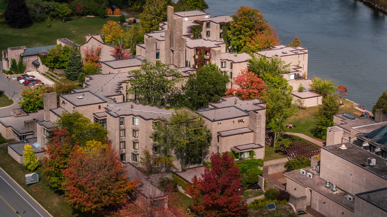 An aerial view of Champlain College