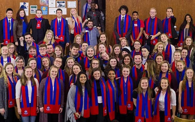 A group of Champlain students in scarves