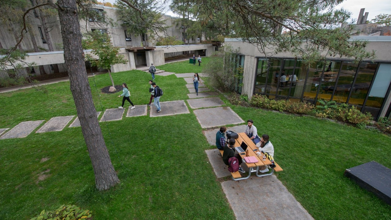 Students in the Lady Eaton quad