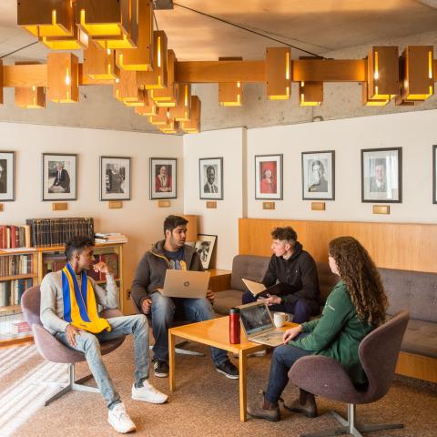 Students talking in a common room