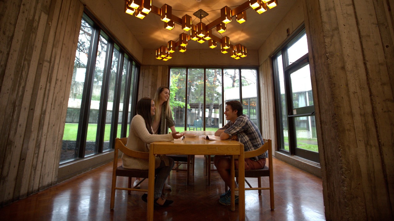 Students studying in the Lady Eaton dining hall